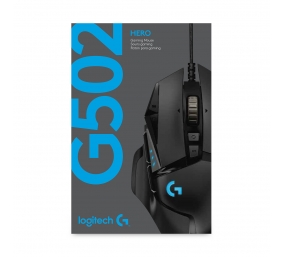 Logitech G502 HERO Laidinė žaidimų pelė, USB Type-A, Optical, 25600 DPI, Juoda