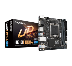 Gigabyte | H610I DDR4 1.0 M/B | Processor family Intel | Processor socket  LGA1700 | DDR4 DIMM | Memory slots 2 | Supported hard disk drive interfaces 	SATA, M.2 | Number of SATA connectors 4 | Chipset Intel H610 Express | Mini-ITX