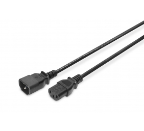 Digitus AK-440201-018-S Power Cord Extension Cable, C14-C13M/F, 1.8m, Black
