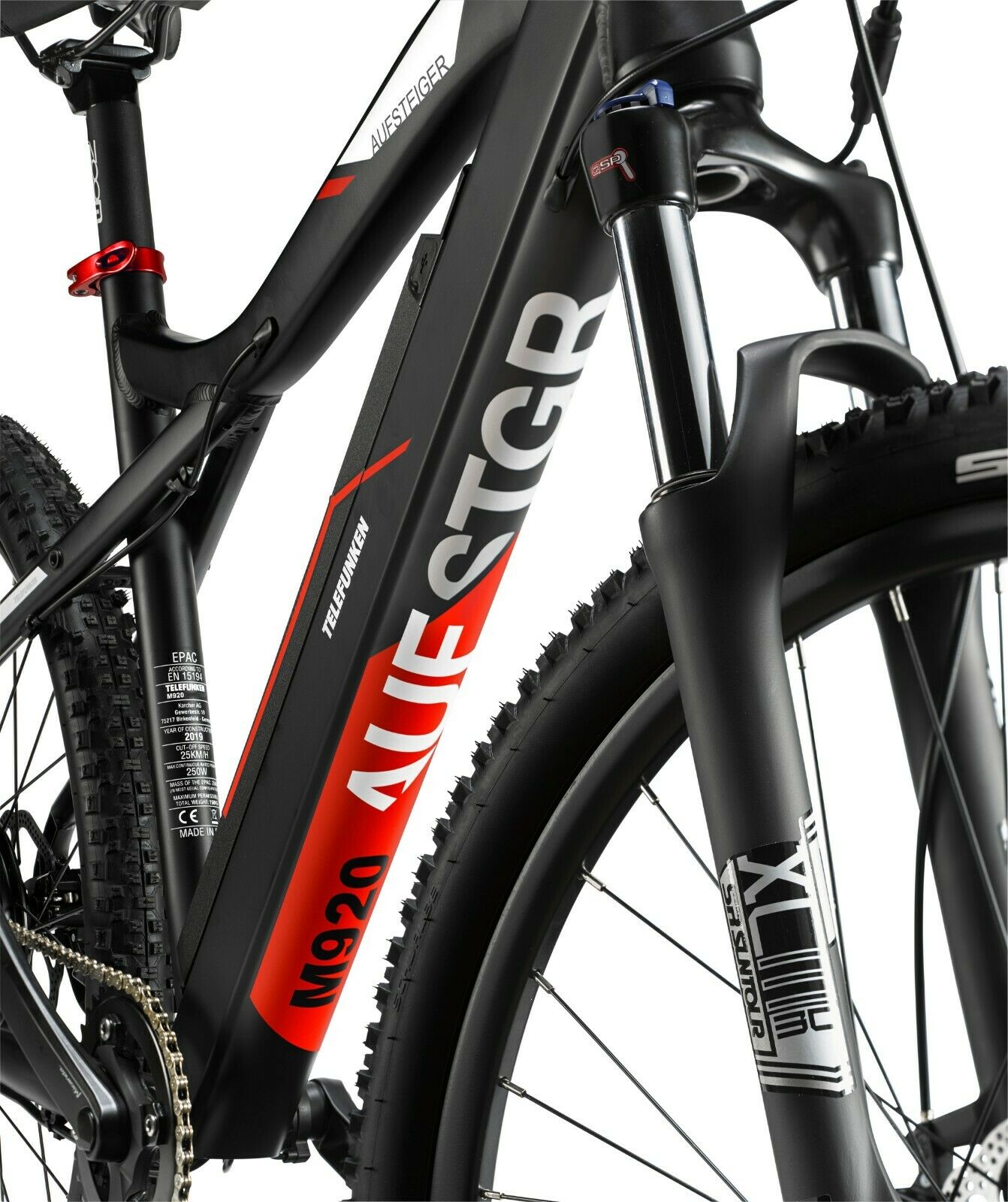 Telefunken Aufsteiger M920, MTB E-Bike, Motor power 250 W, Wheel size 29 ", Warranty 24 month(s), Anthracite/Red
