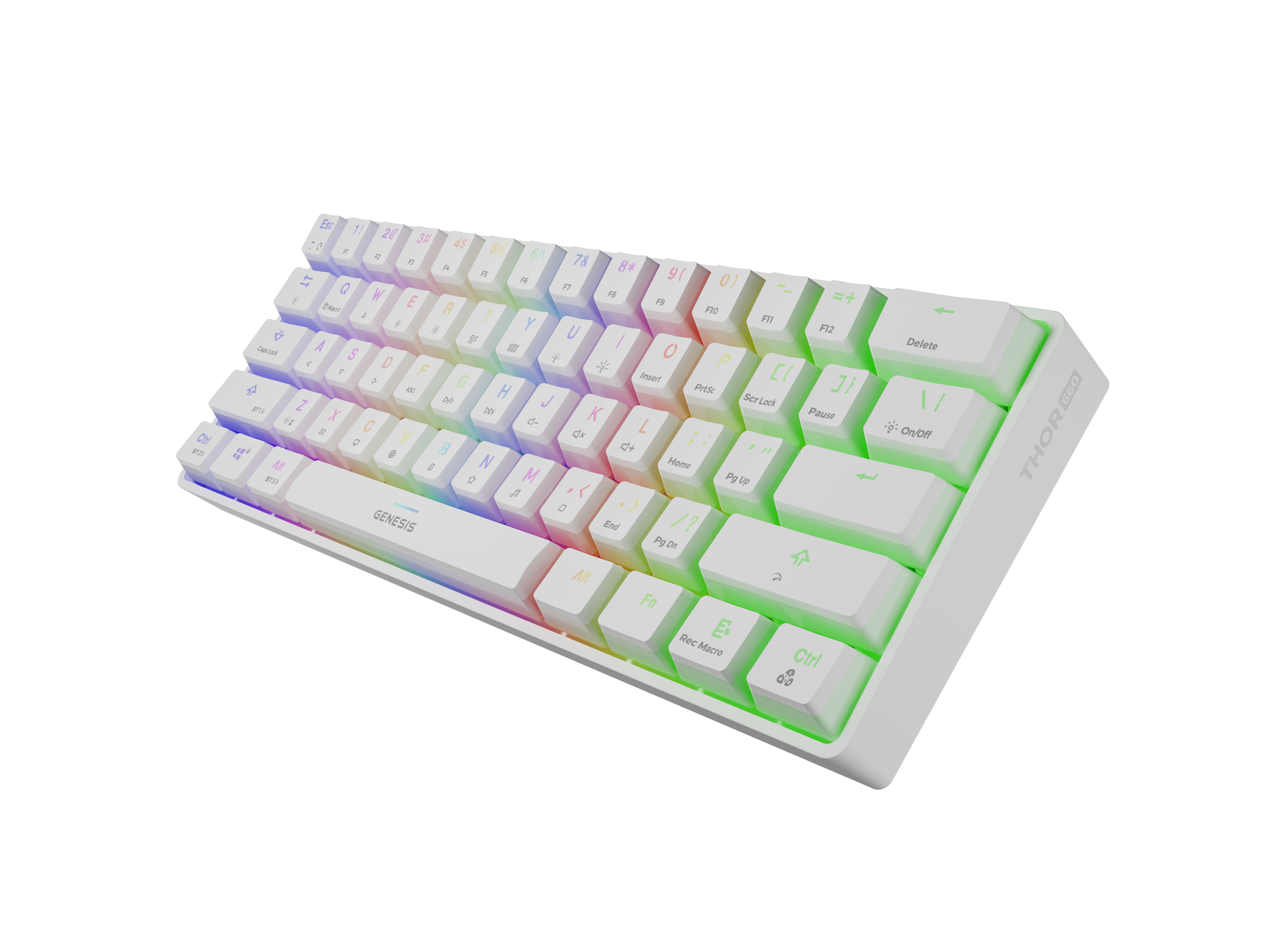 Genesis | THOR 660 RGB | White | Gaming keyboard | Wireless/Wired | RGB LED light | US | 1.5 m | Gateron Red Switch | Wireless connection