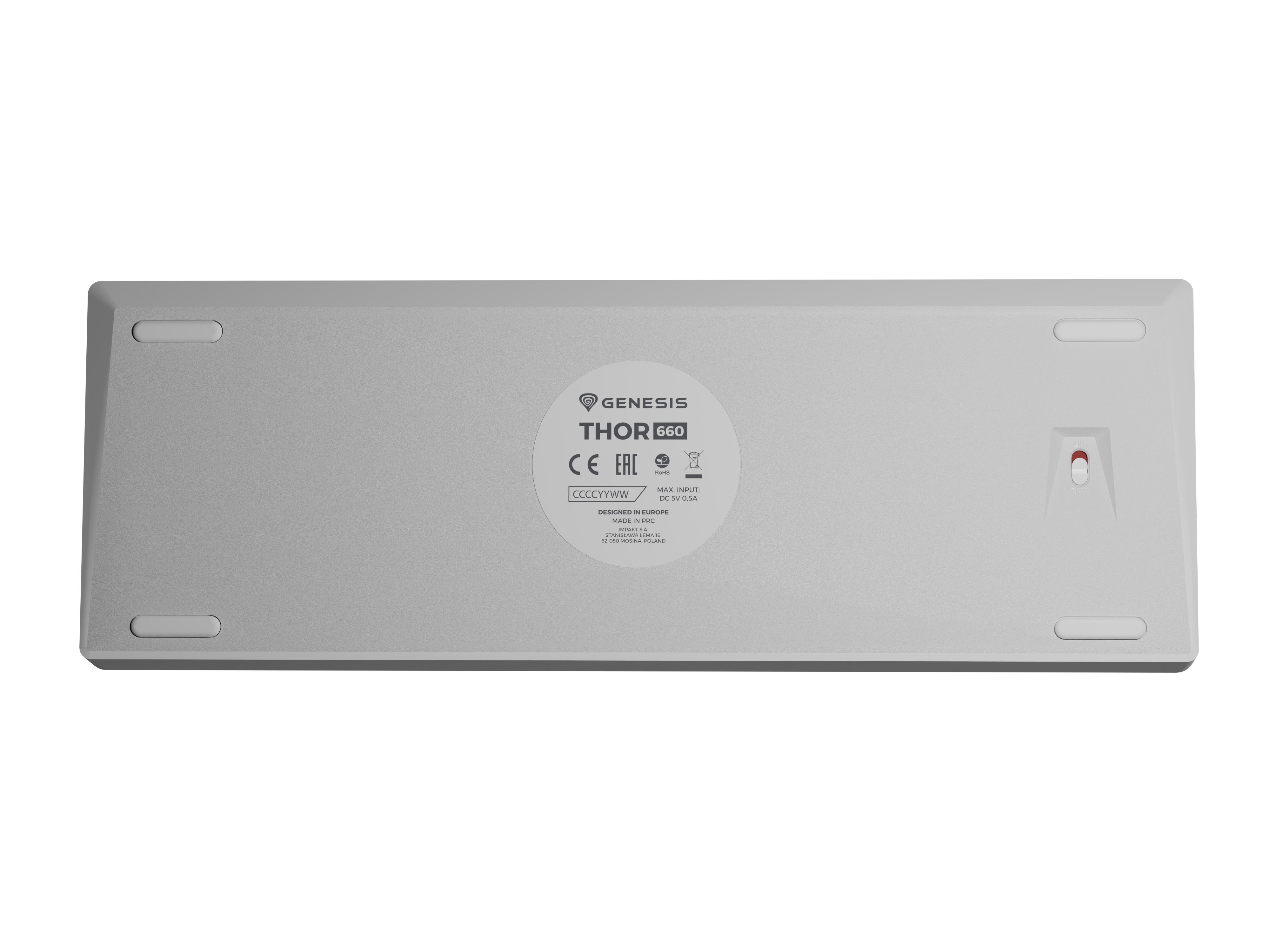 Genesis | THOR 660 RGB | White | Gaming keyboard | Wireless/Wired | RGB LED light | US | 1.5 m | Gateron Red Switch | Wireless connection
