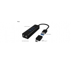 Raidsonic | 4 Port Hub with USB 3.0 Type-A, Type-C, Gigabit LAN | Icy Box IB-HUB1419-LAN