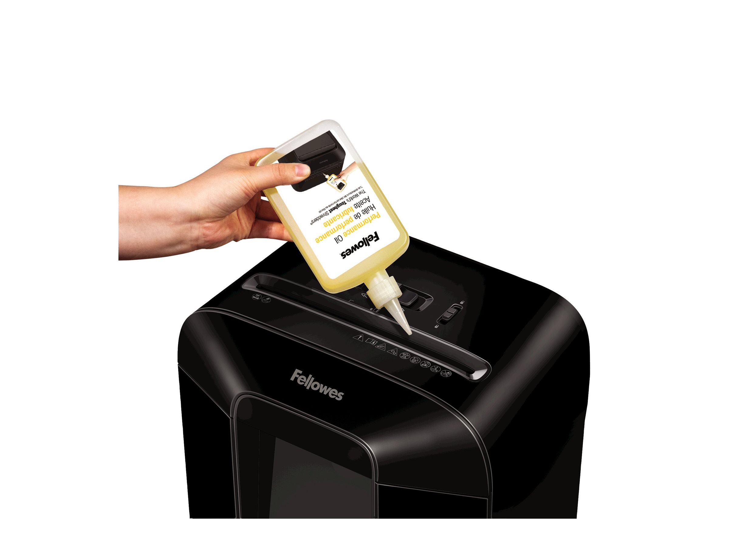 Fellowes | Shredder Oil 355 ml | For use with all Fellowes cross-cut and micro-cut shredders. Oil shredder each time wastebasket is emptied or a minimum of twice a month. Plastic squeeze bottle with extended nozzle ensures complete coverage