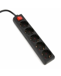 Ilgiklis su įžeminimu OMEGA, 5m, 16 A, 5 lizdai, F Tipo, Schuko German, Juodas