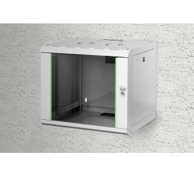 Digitus | Wall Mounting Cabinet | DN-19 09-U | Grey | IP protection class: IP20; Front door: Glass door, single opening; Cabinet type: Wall mounting cabinet; Equipment mounting depth min.-max.: 305-370 mm; Load capacity: 100 kg; Dimensions: 509 x 600 x 45