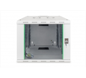 Digitus | Wall Mounting Cabinet | DN-19 09-U | Grey | IP protection class: IP20; Front door: Glass door, single opening; Cabinet type: Wall mounting cabinet; Equipment mounting depth min.-max.: 305-370 mm; Load capacity: 100 kg; Dimensions: 509 x 600 x 45