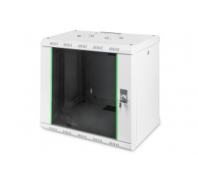 Digitus | Wall Mounting Cabinet | DN-19 09-U | Grey | IP protection class: IP20; Front door: Glass door, single opening; Cabinet type: Wall mounting cabinet; Equipment mounting depth min.-max.: 305-370 mm; Load capacity: 100 kg; Dimensions: 509 x 600 x 45