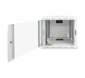 Digitus | Wall Mounting Cabinet | DN-19 09-U | Grey | IP protection class: IP20; Front door: Glass door, single opening; Cabinet type: Wall mounting cabinet; Equipment mounting depth min.-max.: 305-370 mm; Load capacity: 100 kg; Dimensions: 509 x 600 x 45