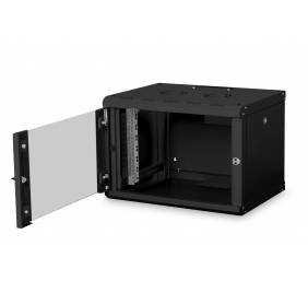 Digitus | Wall Mounting Cabinet | DN-19 07-U-SW | Black | IP protection class: IP20; Front door: Glass door, single opening; Cabinet type: Wall mounting cabinet; Equipment mounting depth min.-max.: 305-370 mm; Load capacity: 100 kg; Dimensions 420 x 600 x