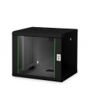 Digitus | Wall Mounting Cabinet | DN-19 09-U-SW | Black | IP protection class: IP20; Front door: Glass door, single opening; Cabinet type: Wall mounting cabinet; Equipment mounting depth min.-max.: 305-370 mm; Load capacity: 100 kg