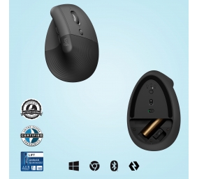 Logitech Lift Belaidė pelė, Bluetooth, 4000 DPI, Graphite