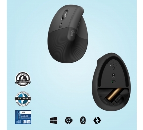 Logitech LIFT Left Belaidė pelė, RF Wireless + Bluetooth, 4000 DPI, Graphite