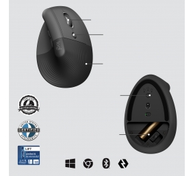 Pelė Logitech Lift for Business Dešinės rankos RD belaidis ryšys + Bluetooth Optinis