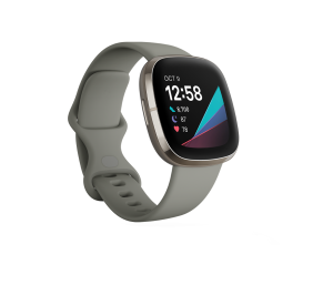 Fitbit Sense  Smart watch, GPS (satellite), AMOLED, Touchscreen, Heart rate monitor, Activity monitoring 24/7, Waterproof, Bluetooth, Wi-Fi, Sage Grey/Silver