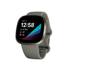 Fitbit Sense  Smart watch, GPS (satellite), AMOLED, Touchscreen, Heart rate monitor, Activity monitoring 24/7, Waterproof, Bluetooth, Wi-Fi, Sage Grey/Silver