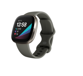 Fitbit Sense  Smart watch, GPS (satellite), AMOLED, Touchscreen, Heart rate monitor, Activity monitoring 24/7, Waterproof, Bluetooth, Wi-Fi, Sage Grey/Silver