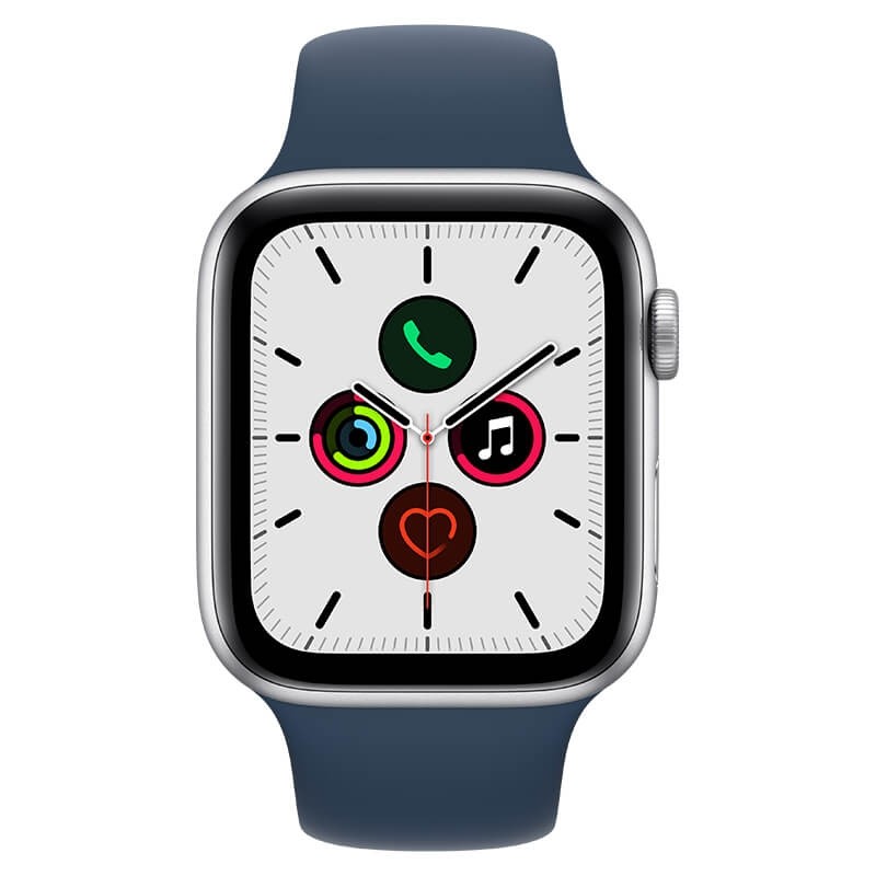 Apple Watch SE MKQ43UL/A 44mm, Smart watches, GPS (satellite), Retina LTPO OLED, Touchscreen, Heart rate monitor, Waterproof, Bluetooth, Wi-Fi, eSIM, Silver, Blue