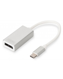 DIGITUS USB Type-C 4K DP Adapter, 20cm cable length Aluminum Housing, Digitus USB Type-C to DisplayPort Adapter | DA-70844 | 0.20 m | White | USB Type-C