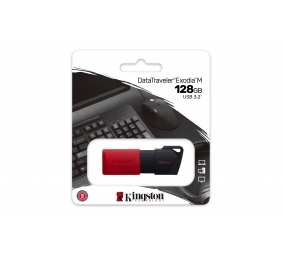 Kingston | USB Flash Drive | DataTraveler Exodia | 128 GB | USB 3.2 Gen 1 | Black/Red