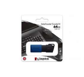 Kingston | USB 3.2 Flash Drive | DataTraveler Exodia M | 64 GB | USB 3.2 | Black/Blue