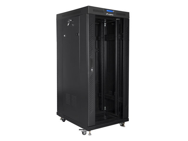 Lanberg | Rack cabinet 19" free-standing 27U/800x1000 (flat pack) with glass door, LCD | FF01-8027-12BL | Black