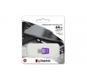 Kingston | DataTraveler | DT Micro Duo 3C | 64 GB | USB Type-C and Type-A | Purple