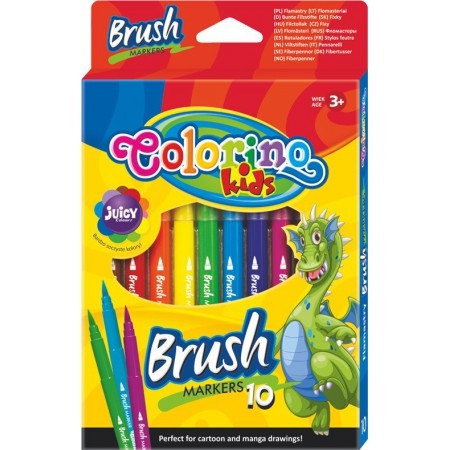 Flomasteriai teptukiniai Colorino Kids Brush, 10 spalvų