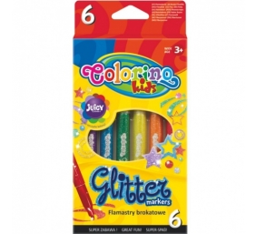 Flomasteriai su blizgučiais Colorino Kids Glitter, 6 spalvų