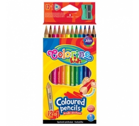Spalvoti pieštukai Colorino Kids trikampiai 12 spalvų, su drožtuku