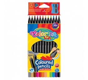 Spalvoti pieštukai  Colorino Kids trikampiai, juodu korpusu, 12 spalvų