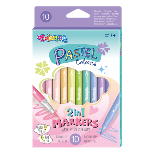 Flomasteriai dvipusiai Colorino Pastel 10 pastelinių spalvų