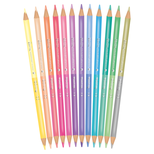 Spalvoti pieštukai dvipusiai  Colorino Pastel 12vnt / 24 pastelinių spalvų