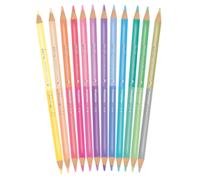 Spalvoti pieštukai dvipusiai  Colorino Pastel 12vnt / 24 pastelinių spalvų