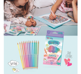 Spalvoti pieštukai dvipusiai  Colorino Pastel 12vnt / 24 pastelinių spalvų