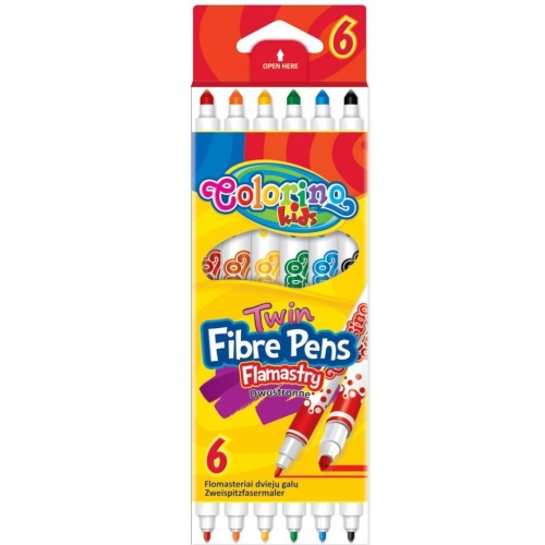 Flomasteriai Colorino Kids dvipusiai, 6 spalvų