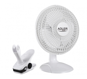 Adler | Fan with clip | AD 7317 | Table Fan | White | Diameter 15 cm | Number of speeds 2 | 30 W