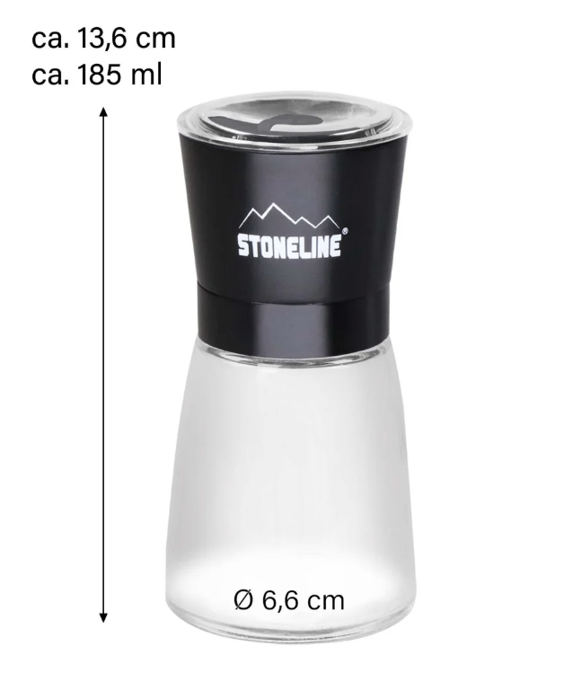 Stoneline | Salt and pepper mill set | 21653 | Mill | Housing material Glass/Stainless steel/Ceramic/PS | The high-quality ceramic grinder is continuously variable and can be adjusted to various grinding degrees. Spices can be ground anywhere between powd