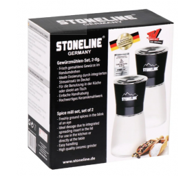 Stoneline | Salt and pepper mill set | 21653 | Mill | Housing material Glass/Stainless steel/Ceramic/PS | The high-quality ceramic grinder is continuously variable and can be adjusted to various grinding degrees. Spices can be ground anywhere between powd