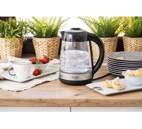 Adler | Kettle | AD 1285 | Electric | 2200 W | 1.7 L | Glass/Stainless steel | 360° rotational base | Grey