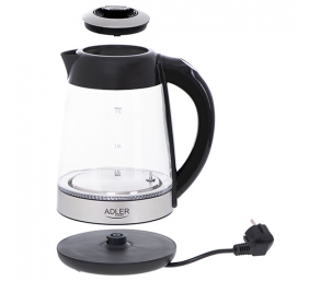 Adler | Kettle | AD 1285 | Electric | 2200 W | 1.7 L | Glass/Stainless steel | 360° rotational base | Grey