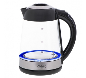 Adler | Kettle | AD 1285 | Electric | 2200 W | 1.7 L | Glass/Stainless steel | 360° rotational base | Grey