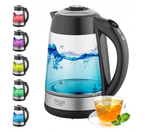 Adler | Kettle | AD 1285 | Electric | 2200 W | 1.7 L | Glass/Stainless steel | 360° rotational base | Grey
