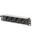 Digitus | 10” Socket Strip with Aluminum Profile, 4-way safety sockets | DN-95418