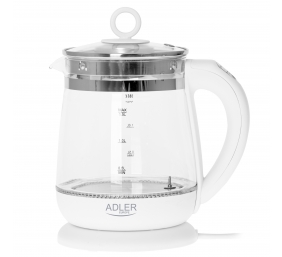Adler | Kettle | AD 1299 | Electric | 2200 W | 1.5 L | Glass/Stainless steel | 360° rotational base | White
