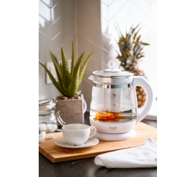 Adler | Kettle | AD 1299 | Electric | 2200 W | 1.5 L | Glass/Stainless steel | 360° rotational base | White
