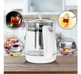 Adler | Kettle | AD 1299 | Electric | 2200 W | 1.5 L | Glass/Stainless steel | 360° rotational base | White