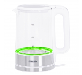 Mesko | Kettle | MS 1301w | Electric | 1850 W | 1.7 L | Glass/Stainless steel | 360° rotational base | White