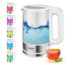 Mesko | Kettle | MS 1301w | Electric | 1850 W | 1.7 L | Glass/Stainless steel | 360° rotational base | White