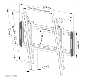 Neomounts Wall mount | WL35-550BL14 TV mount wall | Tilt | 32-75 " | Maximum weight (capacity) 50 kg | Black